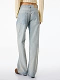 Düşük Bel Pamuklu Düz Paça Denim Pantolon - Straight Fit Jean