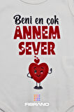 Beni En Çok Annem Sever Baskılı 0-1 Yaş Tüm Bedenler %100 Pamuk Bebek Zıbın