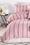 Sport Çizgili Nevresim Takımı Tek Kişilik Soft Line Bordo