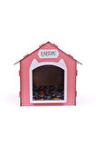 Ahşap Özel İsim Baskılı Dekoratif Kedi Evi-Kulübesi, Kediler İçin Kulübe, Kedi Kulübesi Pembe 
