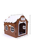 Ahşap Özel İsim Baskılı Dekoratif Kedi Evi-Kulübesi, Kediler İçin Kulübe, Kedi Kulübesi Ceviz