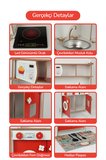 ROZİTOYS Ahşap Montessori Minimal Led Ocak Tasarımlı Çocuklar İçin Eğitici Mutfak 5977