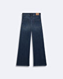 Wına Yüksek Bel Geniş Yaka Mavi Jean Pantolon