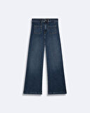 Wına Yüksek Bel Geniş Yaka Mavi Jean Pantolon