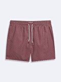 Desenli Regular Kırmızı Deniz Şort