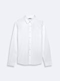 Uzun Kollu Önü Düğmeli Basic Beyaz Gömlek