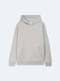 Uzun Kollu Kapüşonlu Basic Gri Sweatshırt