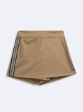 Slim Fit Şeritli Mini Bej Şort Etek