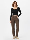 Uzun Kollu Kayık Yaka Crop Antrasit Sweatshırt