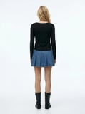 Regular Fit Flamlı Basic Siyah Sweatshırt