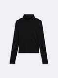 Slim Fit Ribanalı Uzun Kollu Siyah Sweatshırt