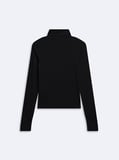 Slim Fit Ribanalı Uzun Kollu Siyah Sweatshırt