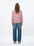 Regular Fit Sign Baskılı Bisiklet Yaka Pembe Sweatshırt
