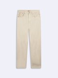 Vanetta Zıp Fermuarlı Straight Krem Jean Pantolon
