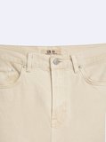Vanetta Zıp Fermuarlı Straight Krem Jean Pantolon