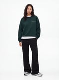 Relaxed Fit Yazı Baskılı Yeşil Sweatshırt