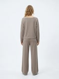 Relaxed Fit Yuvarlak Yaka Basic Bej Sweatshırt
