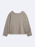 Relaxed Fit Yuvarlak Yaka Basic Bej Sweatshırt