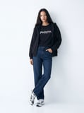 Relaxed Fit Fermuarlı Kapüşonlu Siyah Sweatshırt