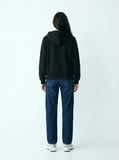 Relaxed Fit Fermuarlı Kapüşonlu Siyah Sweatshırt