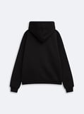 Relaxed Fit Fermuarlı Kapüşonlu Siyah Sweatshırt
