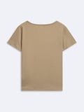 Regular Fit U Yaka Basic Bej T-shırt