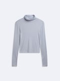 Slim Fit Ribanalı Uzun Kollu Mavi Sweatshırt