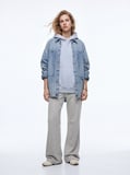 Regular Fit Faded Fabric Kapüşonlu Lila Sweatshırt