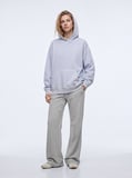 Regular Fit Faded Fabric Kapüşonlu Lila Sweatshırt