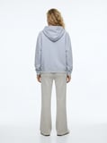 Regular Fit Faded Fabric Kapüşonlu Lila Sweatshırt