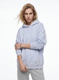 Regular Fit Faded Fabric Kapüşonlu Lila Sweatshırt