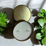 Çeşme Limonu Aromalı El Yapımı Soya Mum – Altın Kapaklı ve İki Fitilli