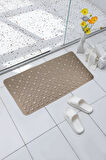 Efe Mark Premium Serisi Banyo - Küvet İçi Kaydırmaz Vantuzlu Oluklu Desenli Diktördgen Paspas 67,5 x 34,5 cm Krem