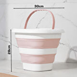 Porsima 1175-1 Damla Katlanabilir Silikon Su Kovası 28x30cm Banyo Balkon Temizlik Kovası - Pudra Beyaz