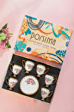 Porsima 3188 Rosemary 12 Parça Yaldızlı Porselen Türk Kahve Fincan Takımı