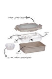 Porsima 3011-1 Paslanmaz Çelik 3 Bölmeli Vakumlu Yemek Termosu Beslenme Kutusu Taşınabilir Lunch Box Sefer Tası - krem