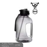 Porsima 161643-002 BPA Free Kulplu Pipetli Motivasyon Sporcu Su Matarası Suluk 2,5lt Su Şişesi