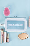 Porsima 3140-1 Şeffaf - Beyaz Seyahat ve Makyaj Çantası Su Geçirmez Organizer Washbag 21x13cm