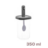 Porsima 4364 7 li Kaydırmalı Kaşıklı Sızdırmaz Kapaklı Etiketli Baharatlık Seti - Saklama Kabı Antrasit