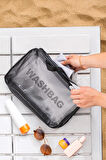 Porsima 2li Şeffaf Seyahat ve Makyaj Çantası Su Geçirmez Organizer Washbag