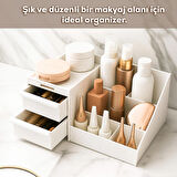 Porsima 5303 Çok Amaçlı Organizer 2 Çekmeceli Kozmetik Parfüm Krem Takı Makyaj Düzenleyici Beyaz