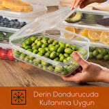 Porsima 4363-10 Kendinden Kapaklı Derin Dondurucuya Uygun 10 Adet Saklama Kabı Hava Almaz Düzenleyici 1,5 lt