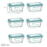 Porsima 4373 6 lı Sızdırmaz Kilit Kapaklı Yiyecek Erzak Saklama Kabı Seti - Cam Saklama Kabı - 150ml Yeşil