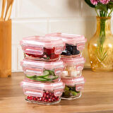 Porsima 4375 6lı Sızdırmaz Kilit Kapaklı Yiyecek Erzak Saklama Kabı Seti - Cam Saklama Kabı - 150ml Pudra