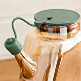 Porsima 3855 Şeffaf Borosilikat Cam Zeytinyağ Şişesi - 2li Yağlık ve Sirkelik Seti Yeşil 1lt