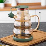 Porsima 3617 Kapaklı Borosilikat Cam 2li Yağlık Sirkelik Seti Yağdanlık Takımı 1000ml Yeşil