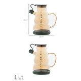 Porsima 3617 Kapaklı Borosilikat Cam 2li Yağlık Sirkelik Seti Yağdanlık Takımı 1000ml Yeşil