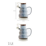 Porsima 3617- 2 Kapaklı Borosilikat Cam 2li Yağlık Sirkelik Seti Yağdanlık Takımı 1000ml Beyaz