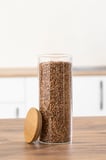 Porsima 4-4 Bambu Borosilikat Vakumlu Kapaklı Yuvarlak Cam 4lü Kavanoz Seti Saklama Kabı 2100ml 10x30cm