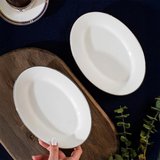 Porsima 4443 Gardenya Porselen Platin Fileli Kayık Tabak Seti - Oval Kahvaltılık Sunumluk Seti 20cm